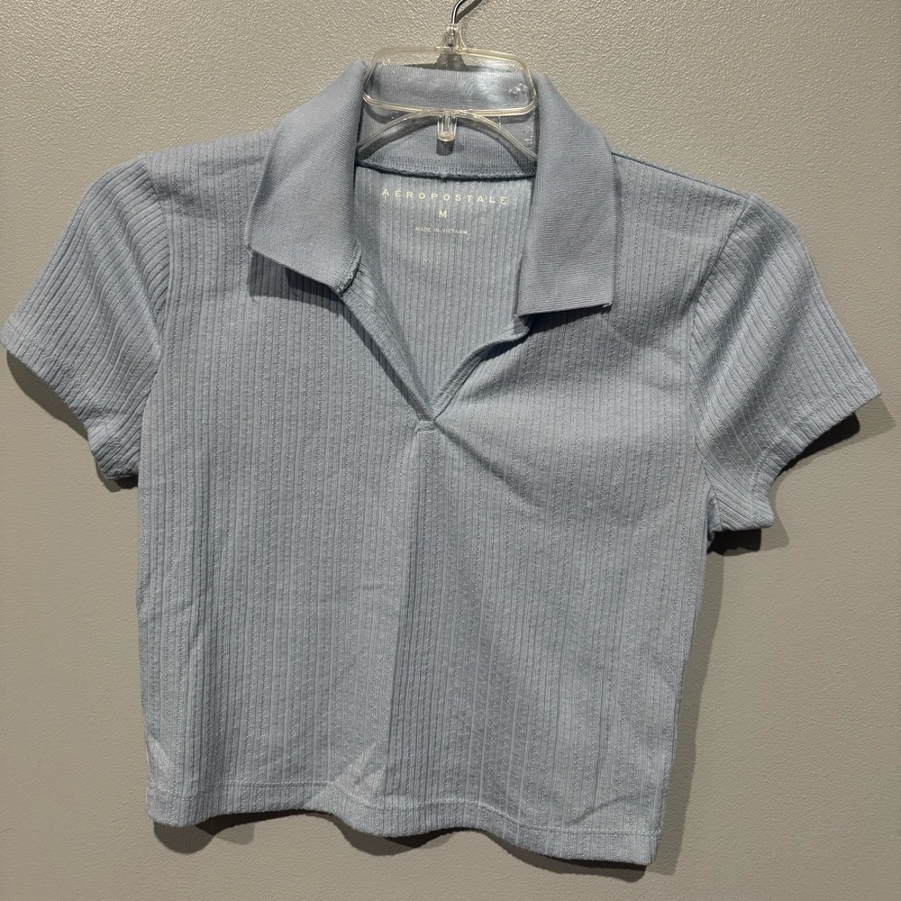 Aeropostale Sky Blue Ribbed Polo